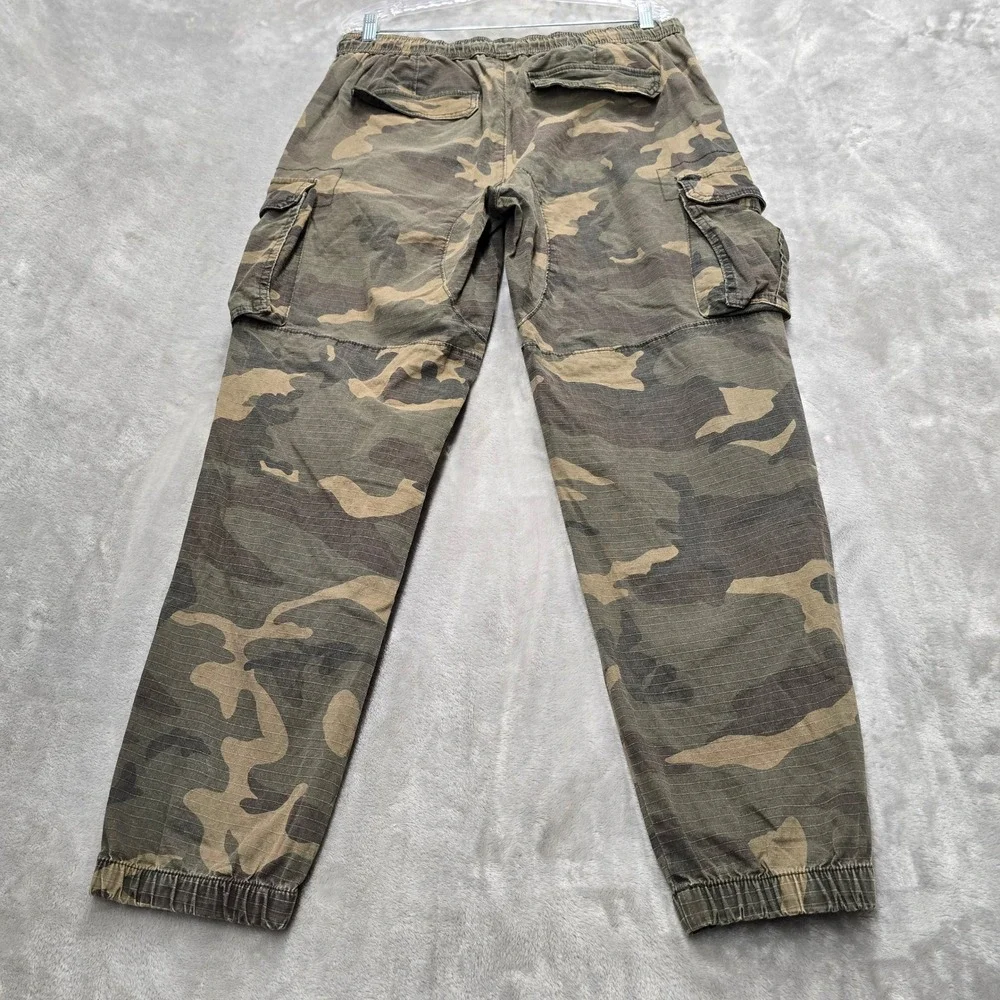 CSG Cargo Jogger Pants Mens 2XL Green Camo Ripstop Cotton Blend Drawstring Gorp
